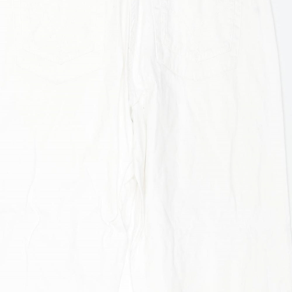 INTOWN Womens White Cotton Cropped Jeans Size 38 in L23 in Regular Button