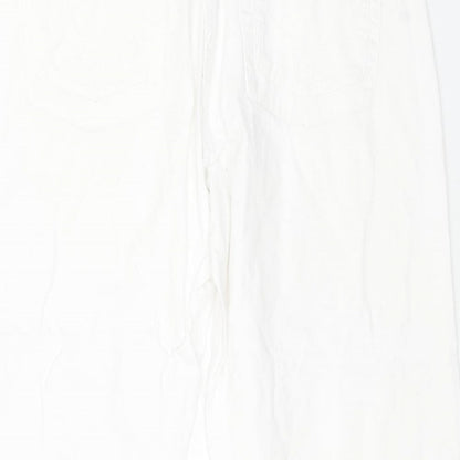 INTOWN Womens White Cotton Cropped Jeans Size 38 in L23 in Regular Button