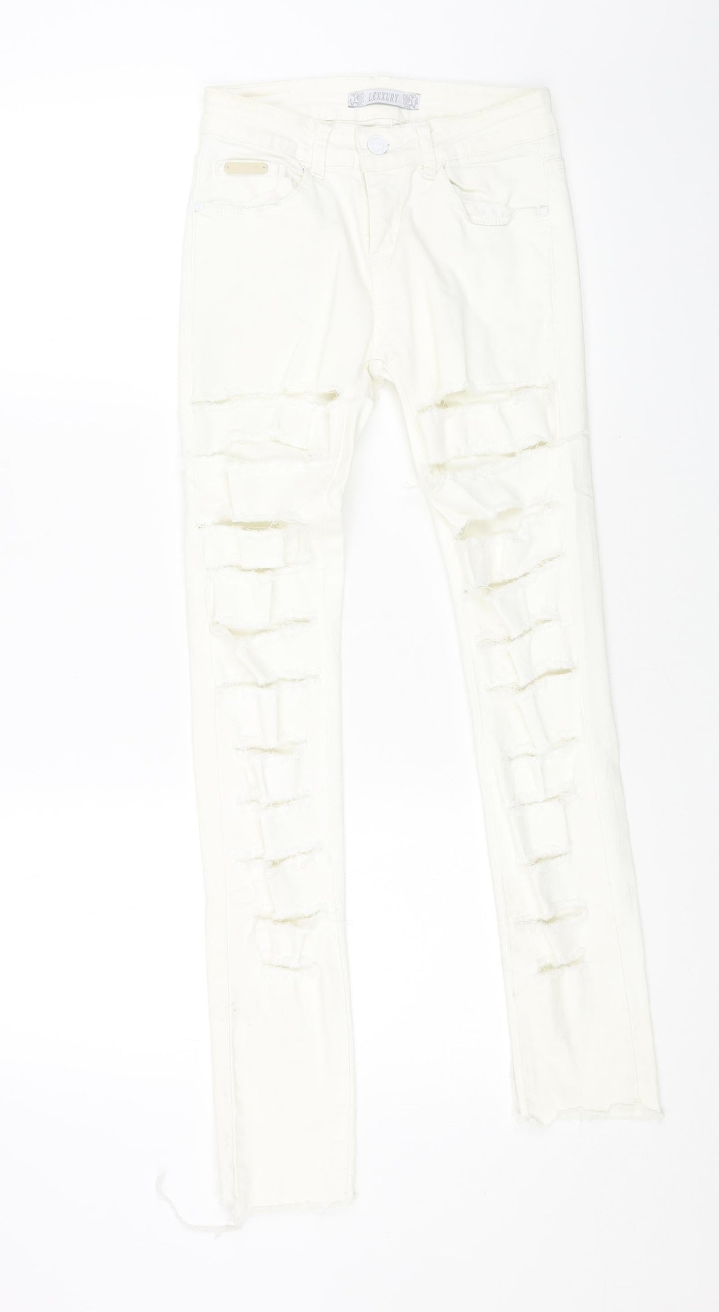 Womens UK Size 28 lexxury Regular Fit Skinny White Jeans