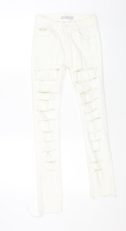 Womens UK Size 28 lexxury Regular Fit Skinny White Jeans