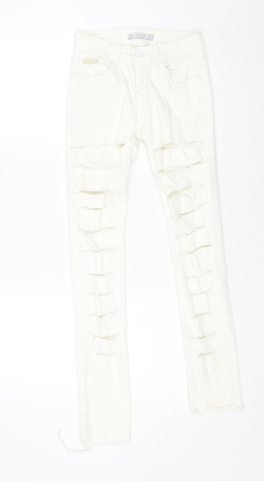 Womens UK Size 28 lexxury Regular Fit Skinny White Jeans
