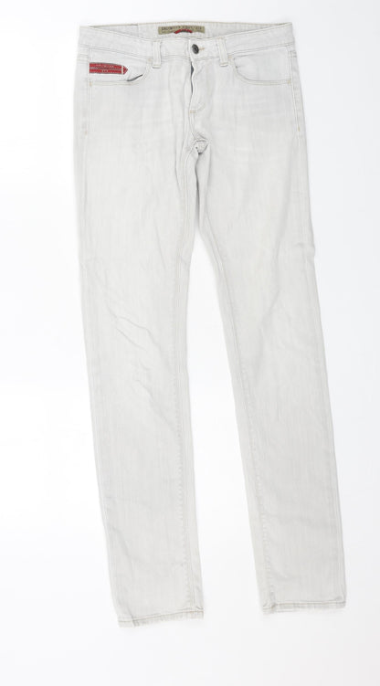 Label Jeans Mens Grey Cotton Skinny Jeans Size 27 in L32 in Regular Button