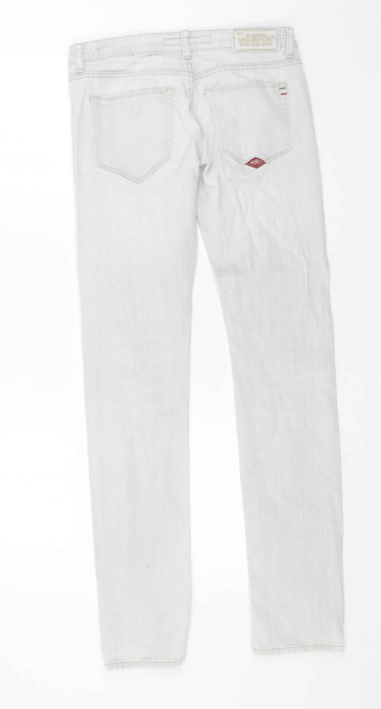 Label Jeans Mens Grey Cotton Skinny Jeans Size 27 in L32 in Regular Button