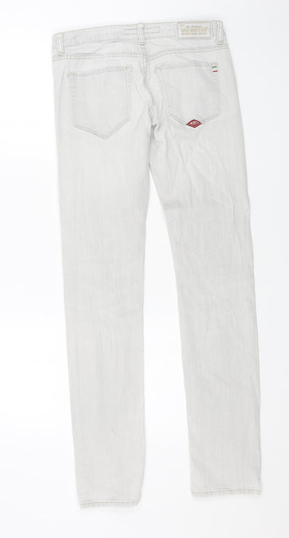 Label Jeans Mens Grey Cotton Skinny Jeans Size 27 in L32 in Regular Button