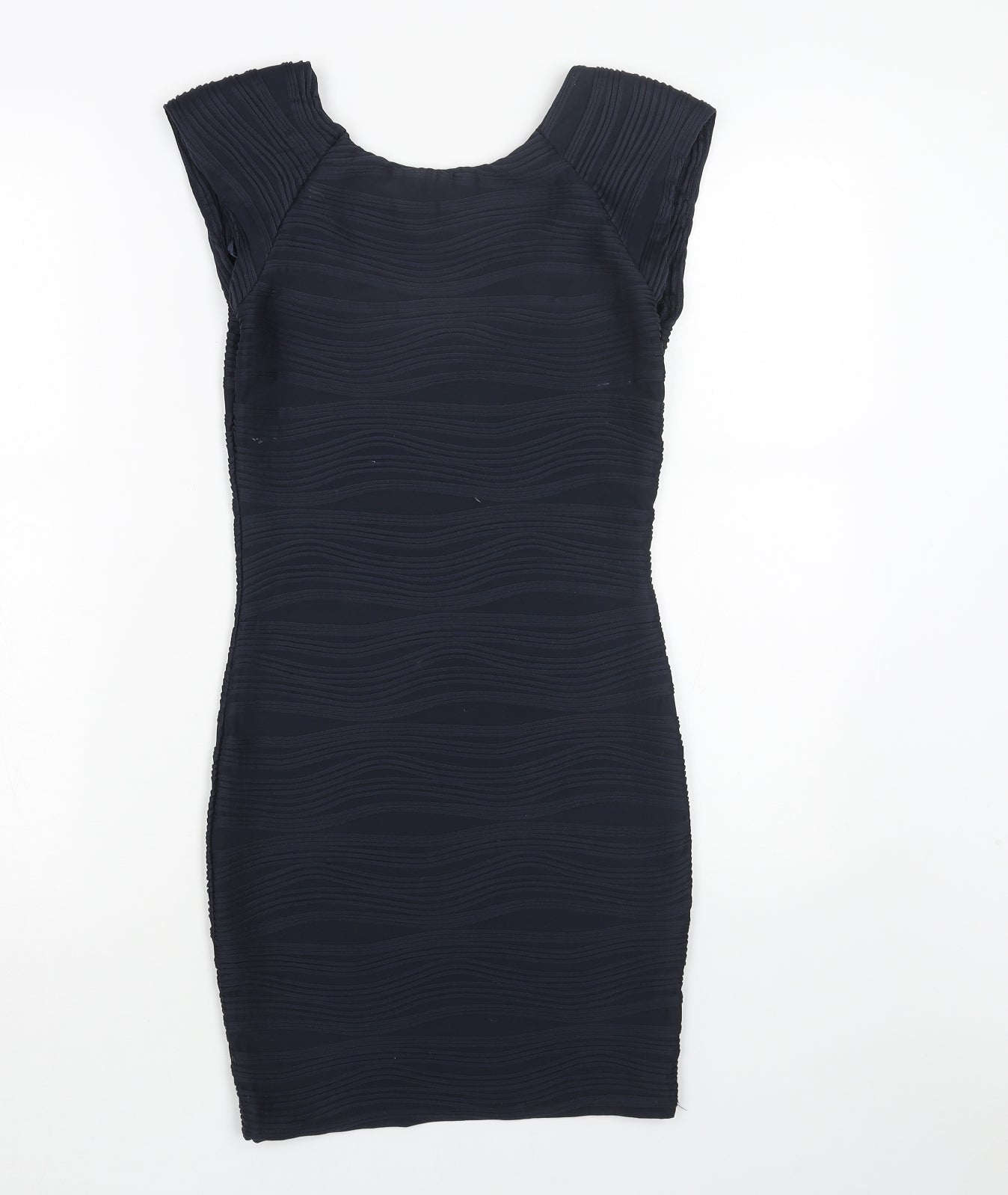 AX Paris Womens Blue Geometric Polyester Bodycon Size S Round Neck Pullover