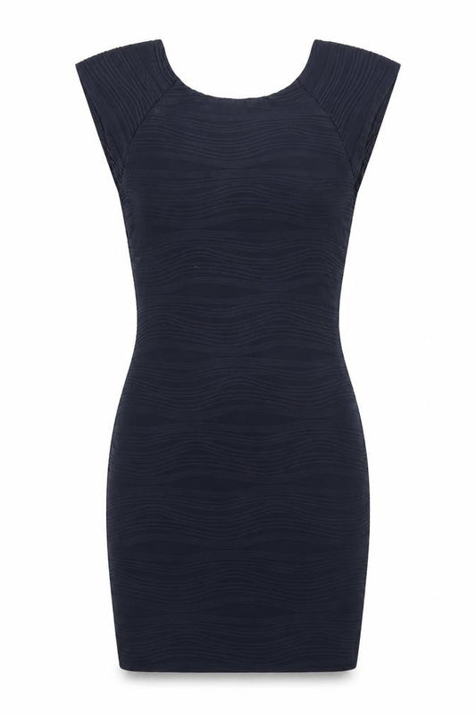 AX Paris Womens Blue Geometric Polyester Bodycon Size S Round Neck Pullover
