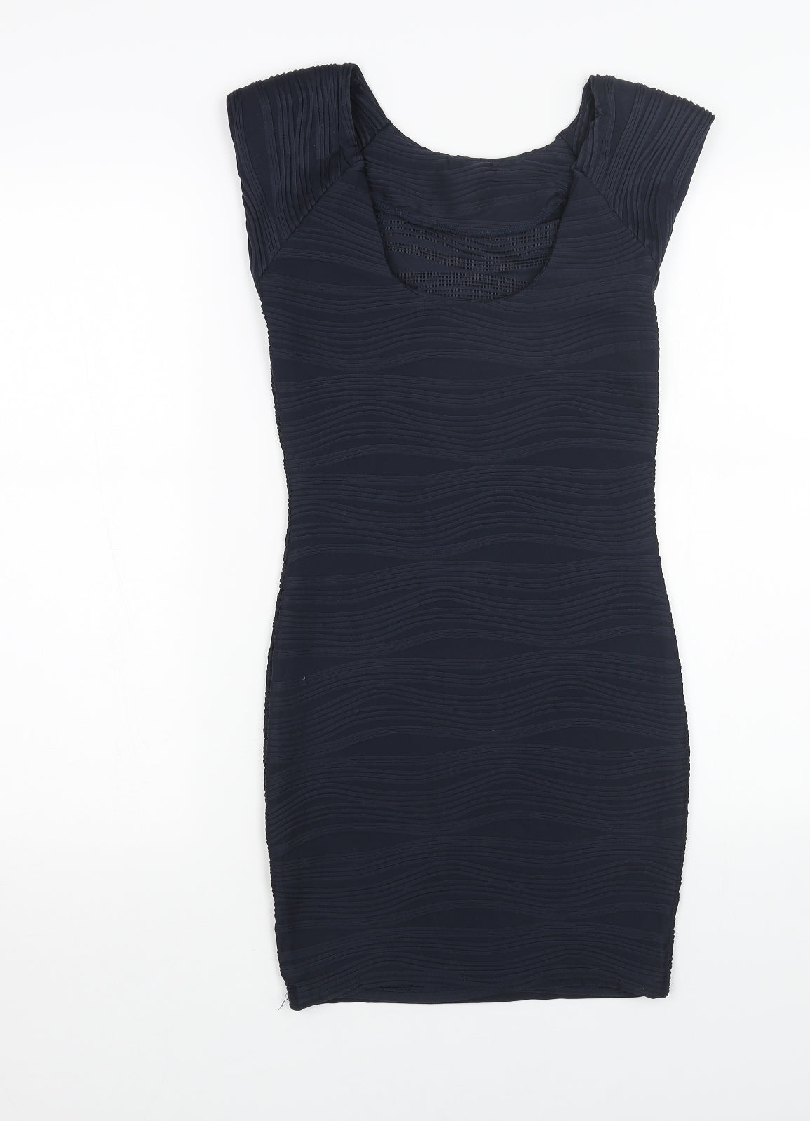 AX Paris Womens Blue Geometric Polyester Bodycon Size S Round Neck Pullover