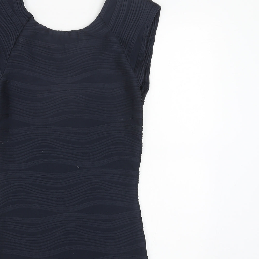 AX Paris Womens Blue Geometric Polyester Bodycon Size S Round Neck Pullover