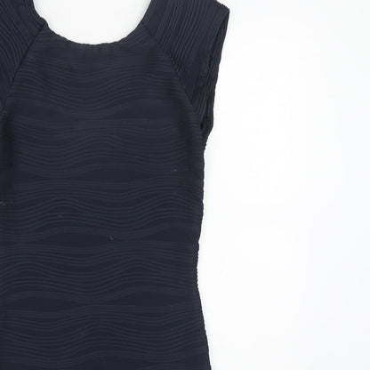 AX Paris Womens Blue Geometric Polyester Bodycon Size S Round Neck Pullover