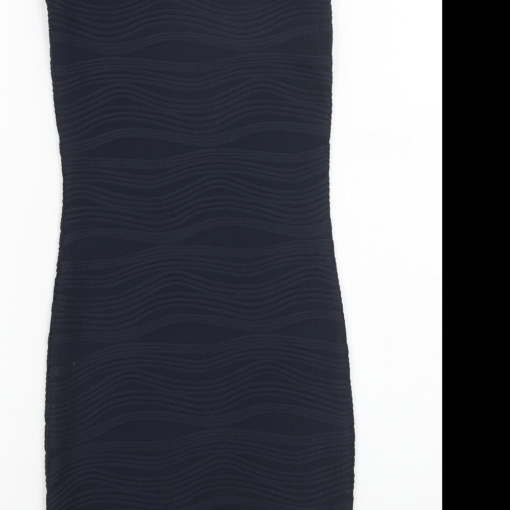 AX Paris Womens Blue Geometric Polyester Bodycon Size S Round Neck Pullover