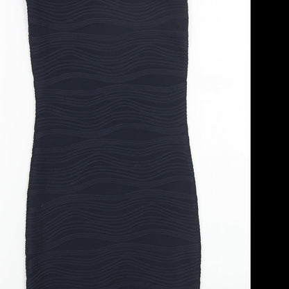 AX Paris Womens Blue Geometric Polyester Bodycon Size S Round Neck Pullover