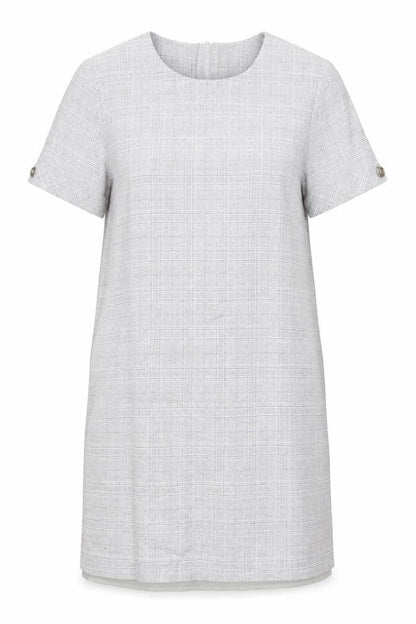NEXT Womens Grey Plaid Cotton A-Line Size L Round Neck Zip
