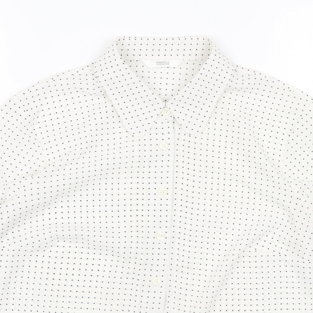 Womens UK Size 16 Marks and Spencer White Basic Button-Up