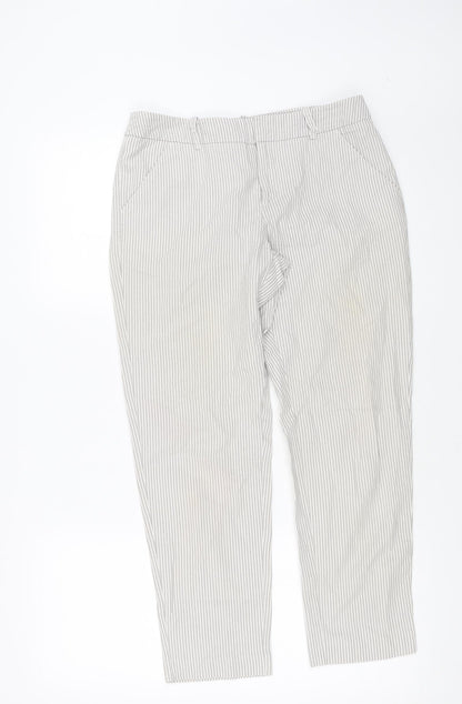 Merona Womens Grey Striped Cotton Trousers Size 6 L25 in Regular Zip