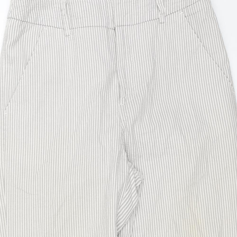 Merona Womens Grey Striped Cotton Trousers Size 6 L25 in Regular Zip