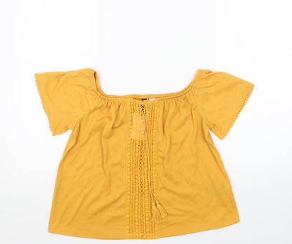 Womens UK Size M H&M Yellow Basic Blouse