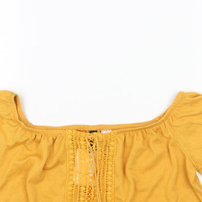 Womens UK Size M H&M Yellow Basic Blouse