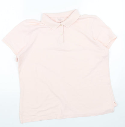 L.L. Bean Womens Pink Cotton Basic Polo Size L Collared