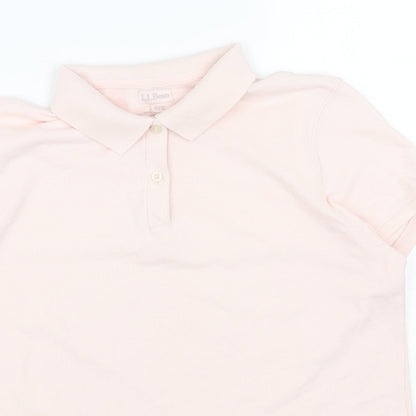 L.L. Bean Womens Pink Cotton Basic Polo Size L Collared