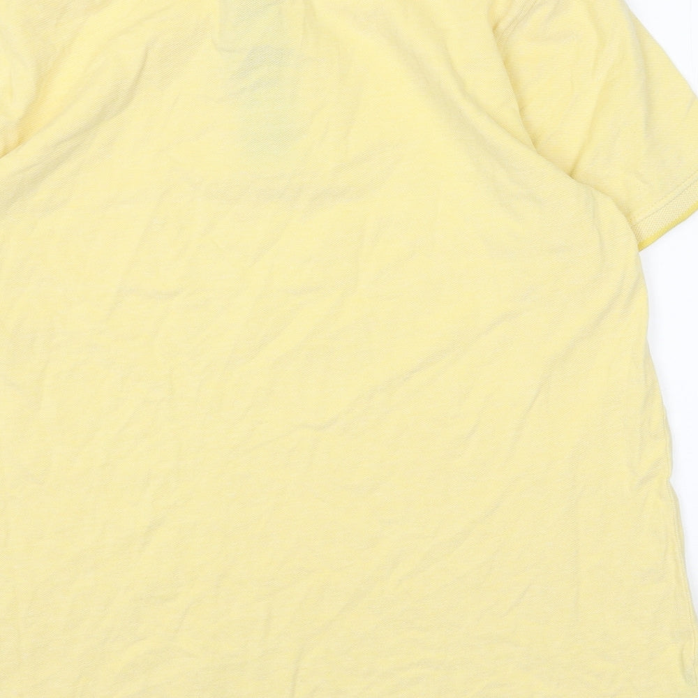 OVS Mens Yellow Cotton Polo Size M Collared Pullover