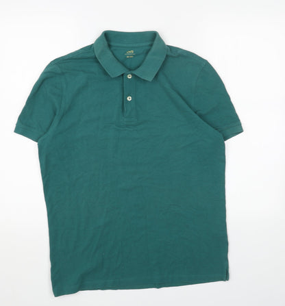 OVS Mens Green Cotton Polo Size M Collared Pullover