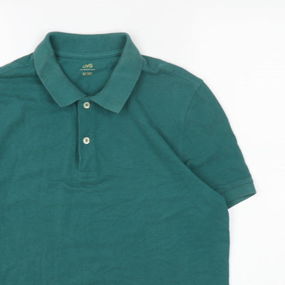 OVS Mens Green Cotton Polo Size M Collared Pullover