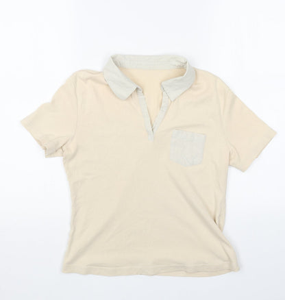 George Womens Beige Cotton Basic Polo Size 14 Collared