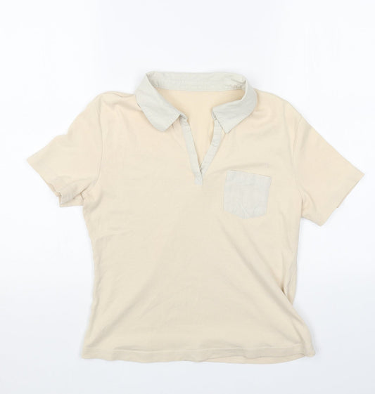 George Womens Beige Cotton Basic Polo Size 14 Collared