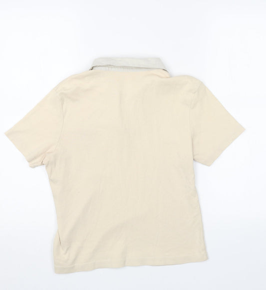 George Womens Beige Cotton Basic Polo Size 14 Collared