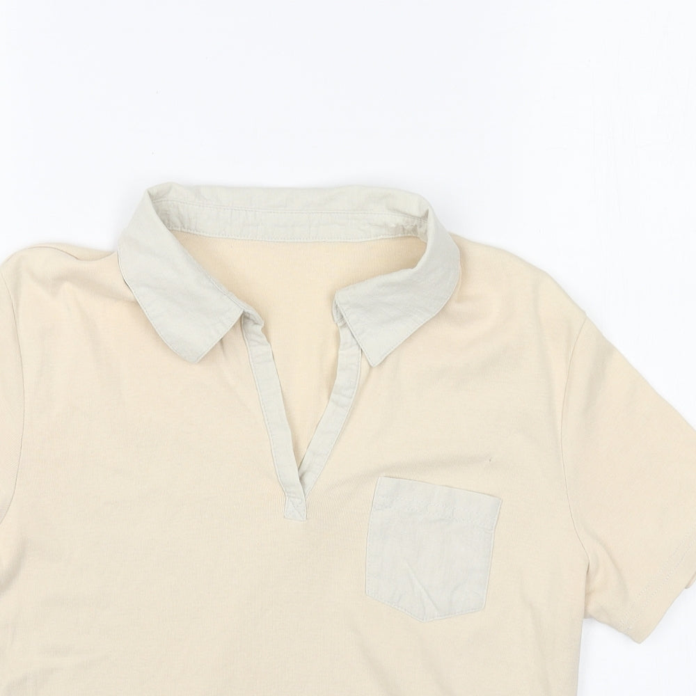 George Womens Beige Cotton Basic Polo Size 14 Collared