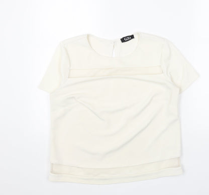 George Womens White Polyester Basic T-Shirt Size 8 Scoop Neck - Mesh Panels