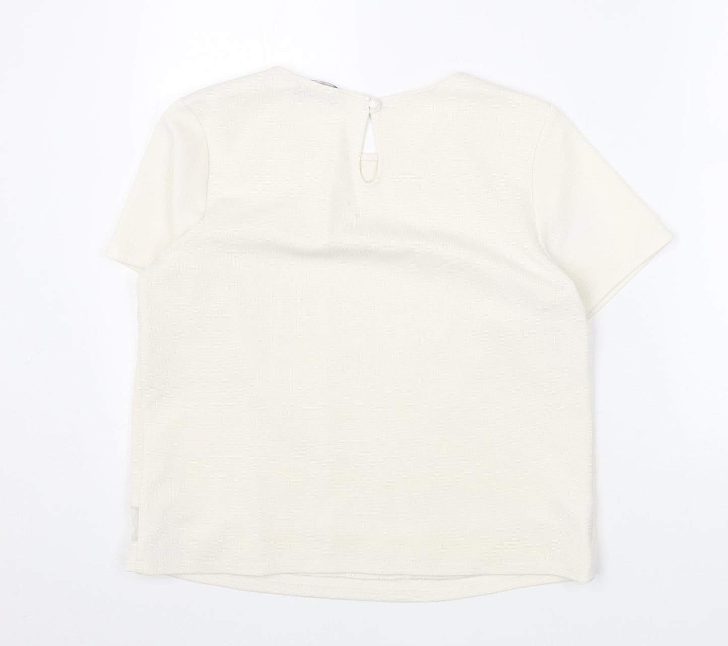 George Womens White Polyester Basic T-Shirt Size 8 Scoop Neck - Mesh Panels