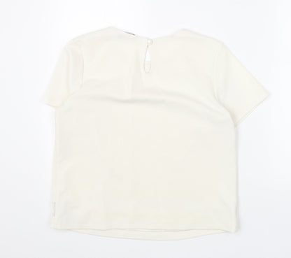 George Womens White Polyester Basic T-Shirt Size 8 Scoop Neck - Mesh Panels