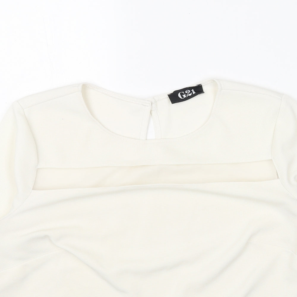 George Womens White Polyester Basic T-Shirt Size 8 Scoop Neck - Mesh Panels