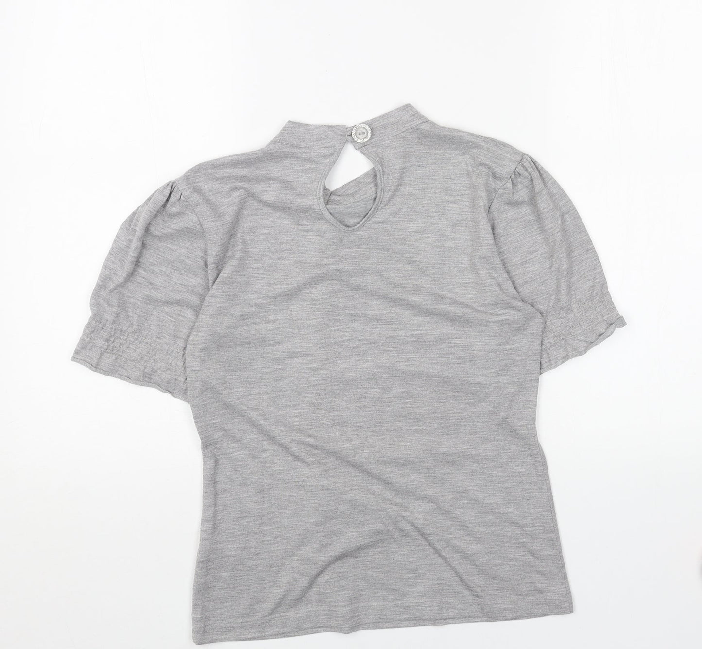 George Womens Grey Polyester Basic T-Shirt Size 8 Round Neck - Tie Neck Detail