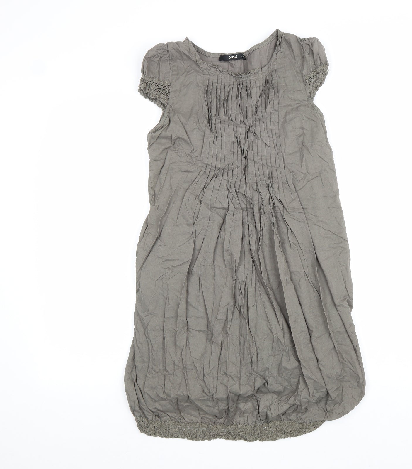 Oasis Womens Green 100% Cotton A-Line Size 8 Scoop Neck Zip