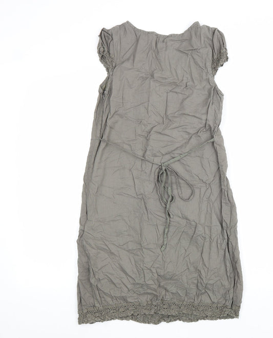 Oasis Womens Green 100% Cotton A-Line Size 8 Scoop Neck Zip