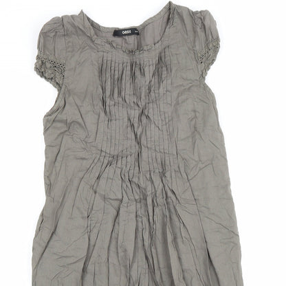 Oasis Womens Green 100% Cotton A-Line Size 8 Scoop Neck Zip