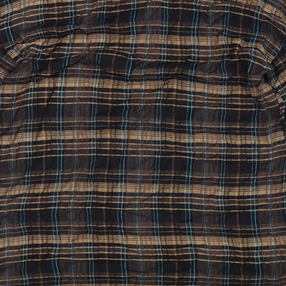 Fransa Womens Brown Plaid Viscose A-Line Size M Round Neck Pullover