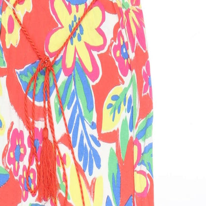 Marks and Spencer Womens Multicoloured Floral Viscose Maxi Size 8 V-Neck Tie