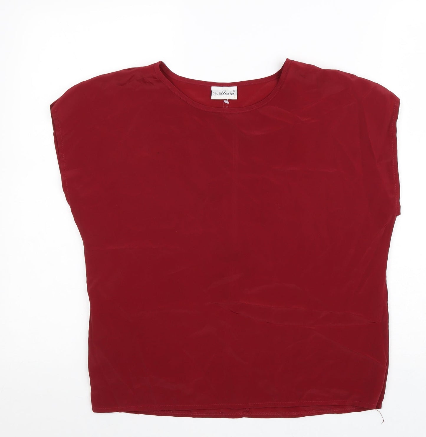Alexia Womens Red Polyester Basic Blouse Size 10 Round Neck