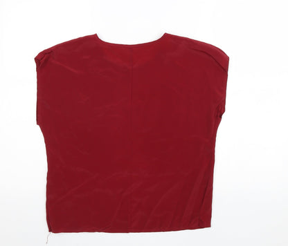 Alexia Womens Red Polyester Basic Blouse Size 10 Round Neck