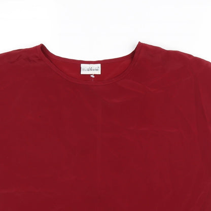 Alexia Womens Red Polyester Basic Blouse Size 10 Round Neck