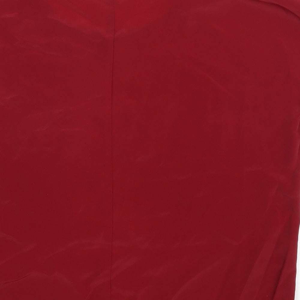 Alexia Womens Red Polyester Basic Blouse Size 10 Round Neck