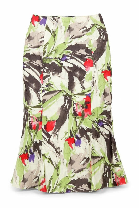 Minute Womens Multicoloured Geometric Polyester Trumpet Skirt Size 8 Zip