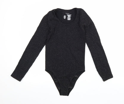 Primark Womens Black Nylon Bodysuit One-Piece Size S Snap