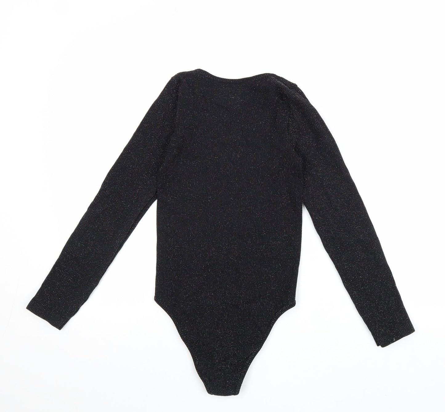 Primark Womens Black Nylon Bodysuit One-Piece Size S Snap