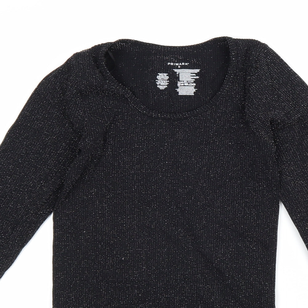 Primark Womens Black Nylon Bodysuit One-Piece Size S Snap