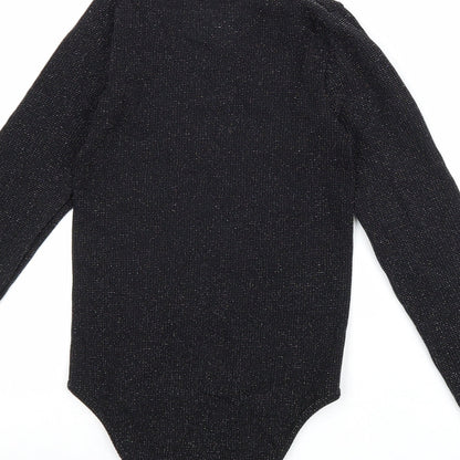 Primark Womens Black Nylon Bodysuit One-Piece Size S Snap