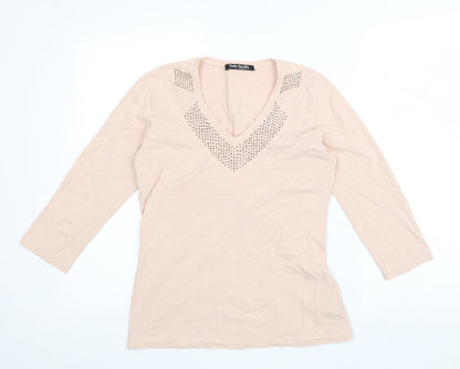 Betty Barclay Womens Pink Cotton Basic Blouse Size 8 V-Neck